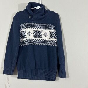 The Childrens Place Navy Blue Snowflake Fair Isle Sweater 5T